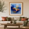 ba-0217-fan-of-morning-light-print-3-room-living-oak-v4 Fan of Morning Light by Bassem, art print shown framed on a wall