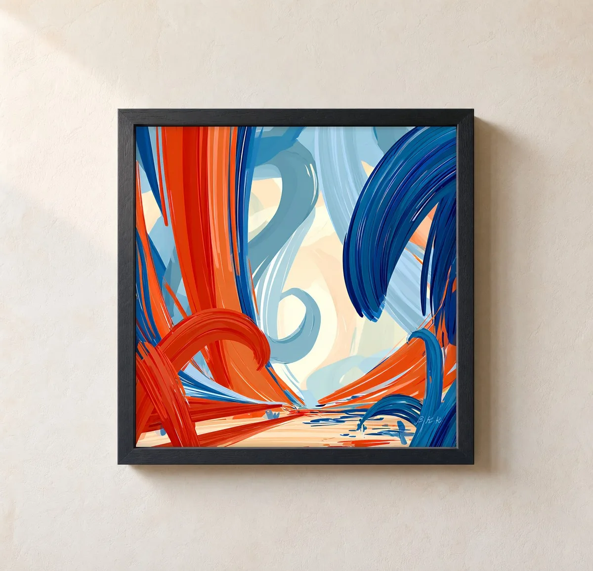 Brushstroke Breeze by Bassem, framed print on a wall