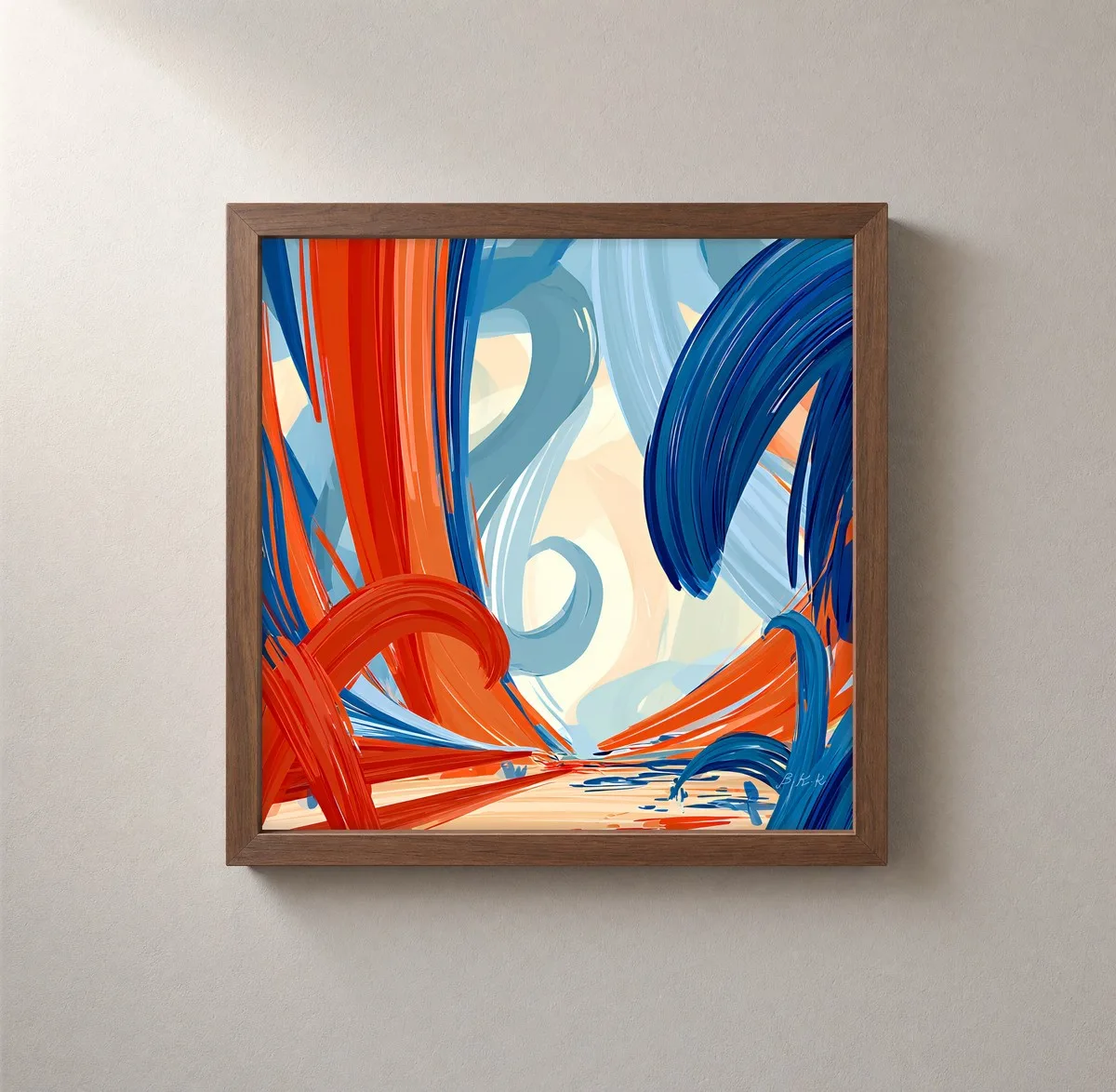 Brushstroke Breeze by Bassem, framed print on a wall