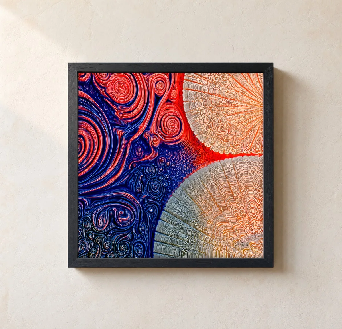 Shells and Swirls by Bassem, framed print on a wall