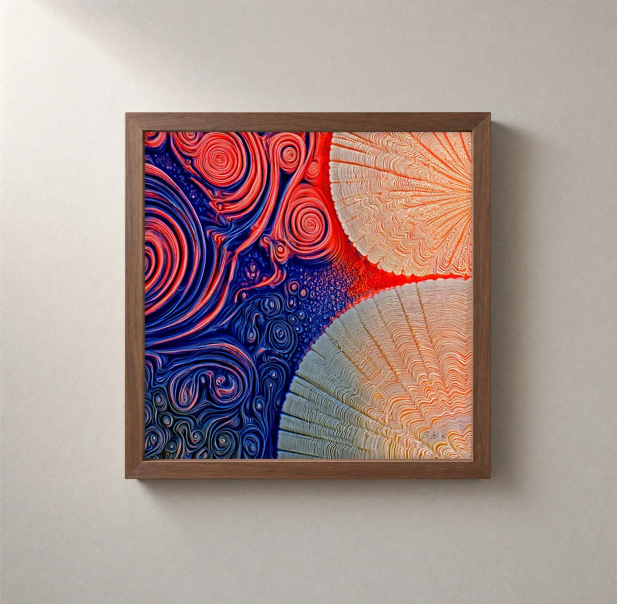 Shells and Swirls by Bassem, framed print on a wall