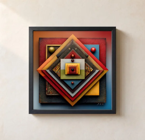 Diamond in the Square by Bassem, framed print on a wall