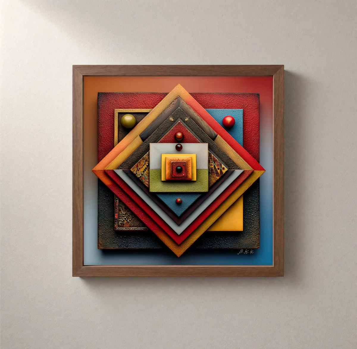 Diamond in the Square by Bassem, framed print on a wall