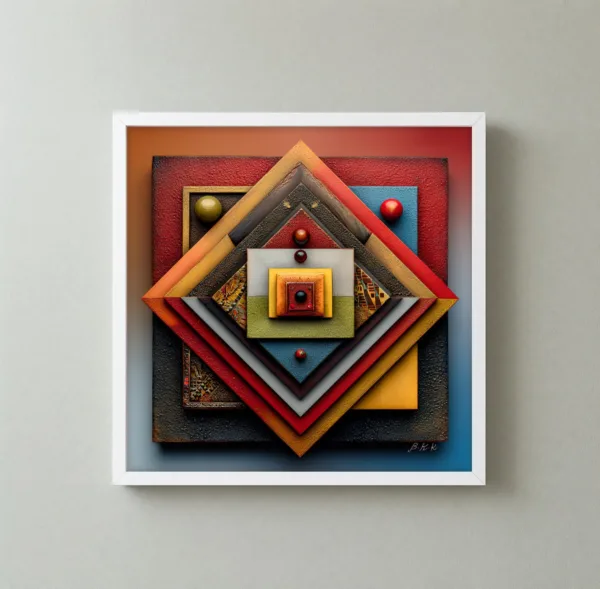 Diamond in the Square by Bassem, framed print on a wall
