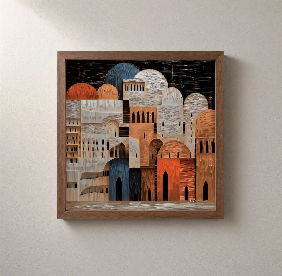 Domes at Nightfall by Bassem, framed print on a wall