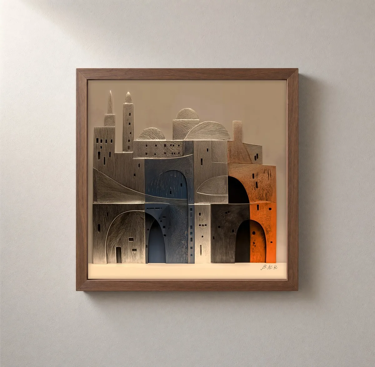 Quiet Stone Town by Bassem, framed print on a wall