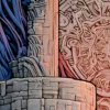 Lone Stone Tower by Bassem, detail at close range