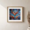 Winged Crest by Bassem, art print shown framed on a wall