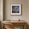 Winged Crest by Bassem, art print shown framed on a wall
