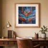 Winged Crest by Bassem, art print shown framed on a wall