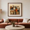 Woodgrain Town by Bassem, art print shown framed on a wall