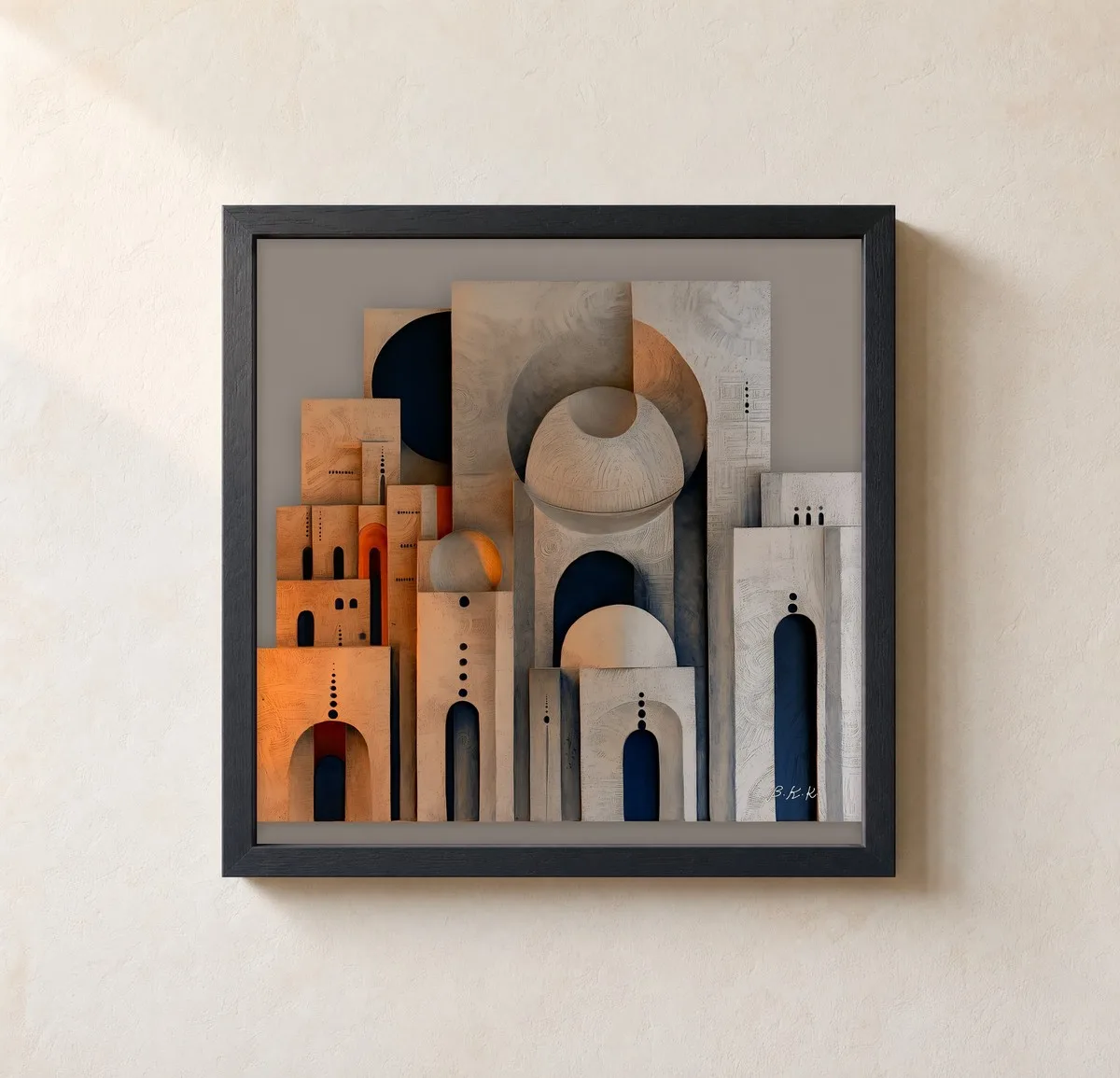 Dotted Facades by Bassem, framed print on a wall