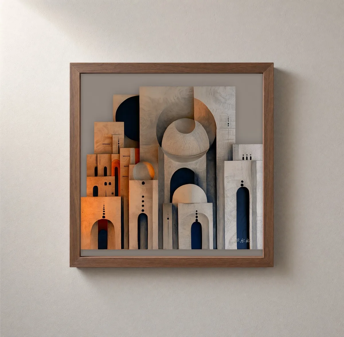 Dotted Facades by Bassem, framed print on a wall