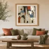 Ivory Rooftops by Bassem, art print shown framed on a wall