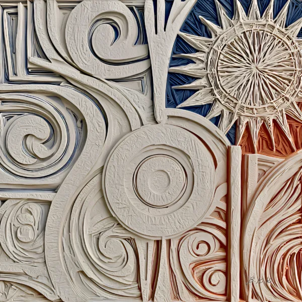 Carved Sun and Spirals by Bassem, the full artwork