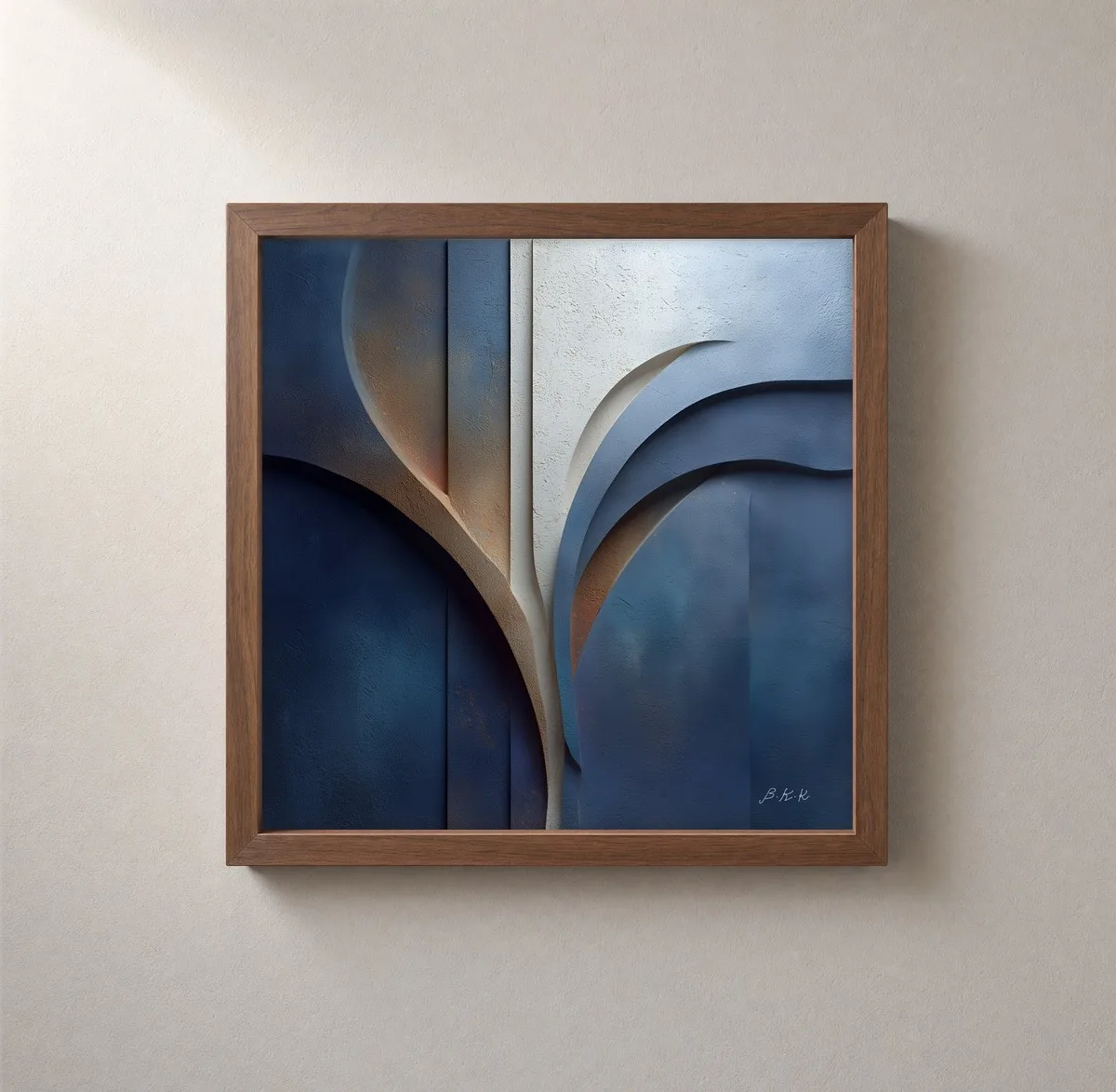 Blue Hour Plaster by Bassem, framed print on a wall