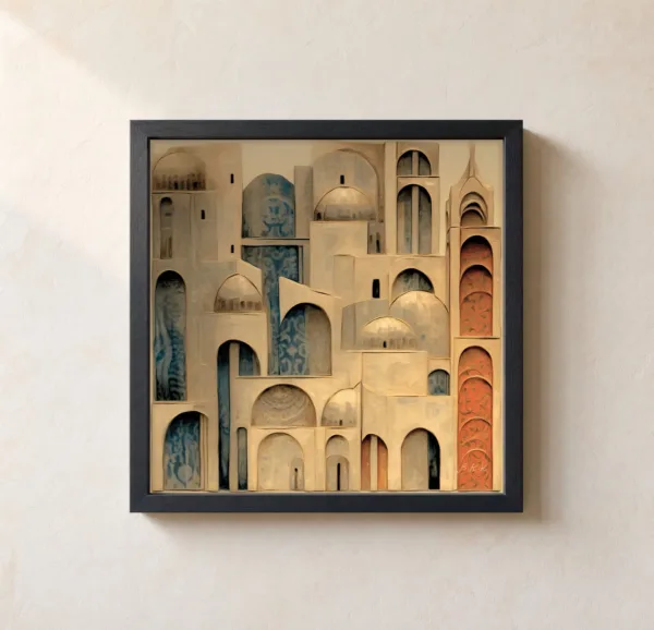 ba-0238-wall-of-niches-framed-1-thin-closeup-black-v4 Wall of Niches by Bassem, framed print on a wall