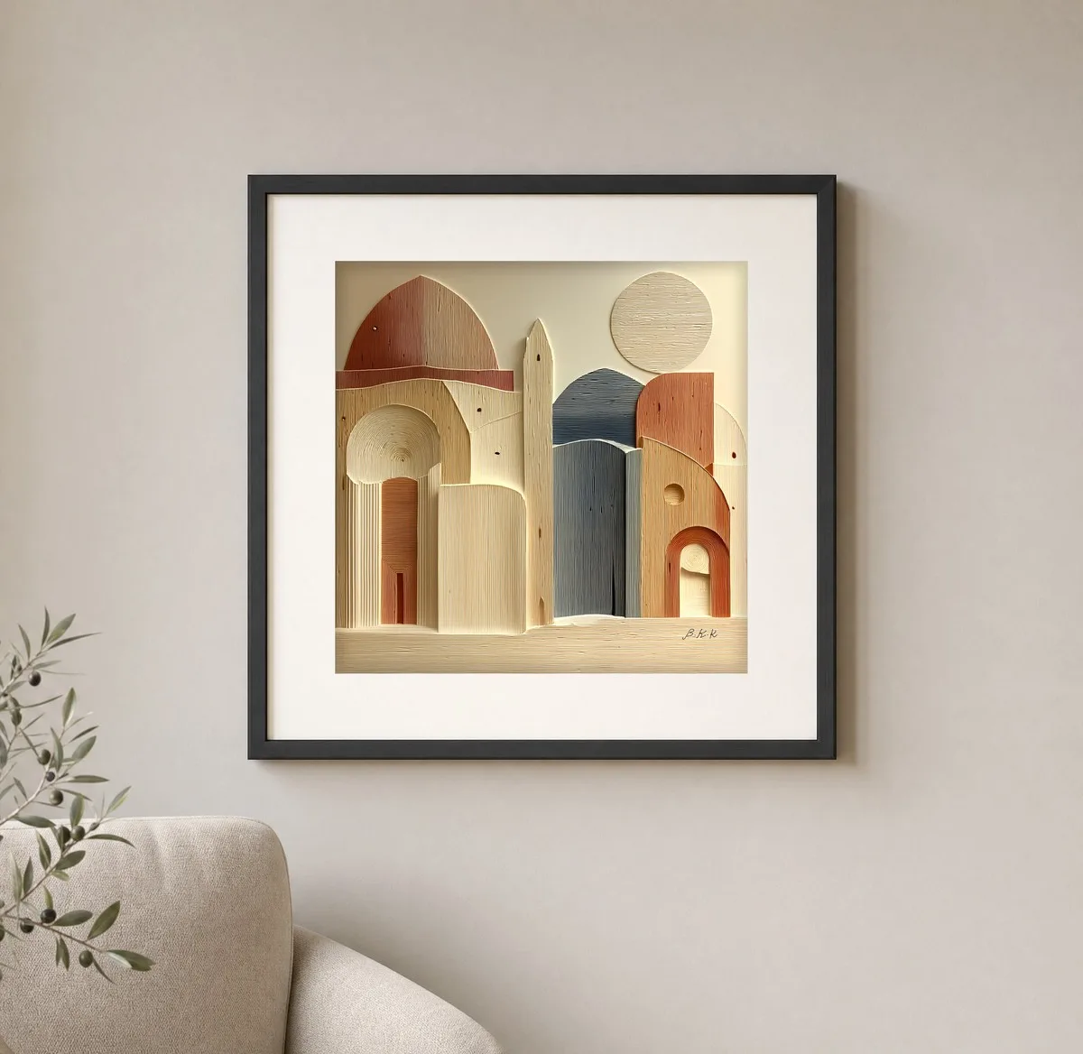 Under a Pale Moon by Bassem, art print shown framed on a wall