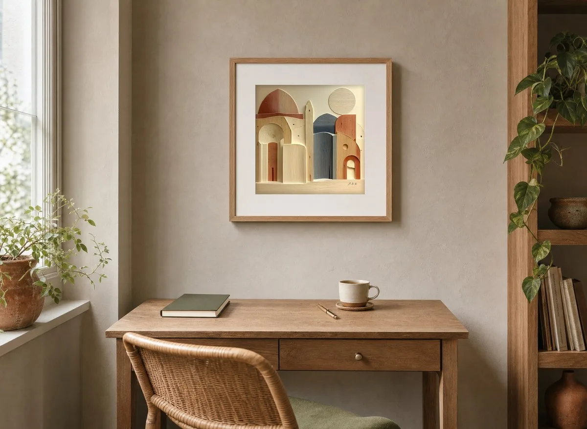 Under a Pale Moon by Bassem, art print shown framed on a wall