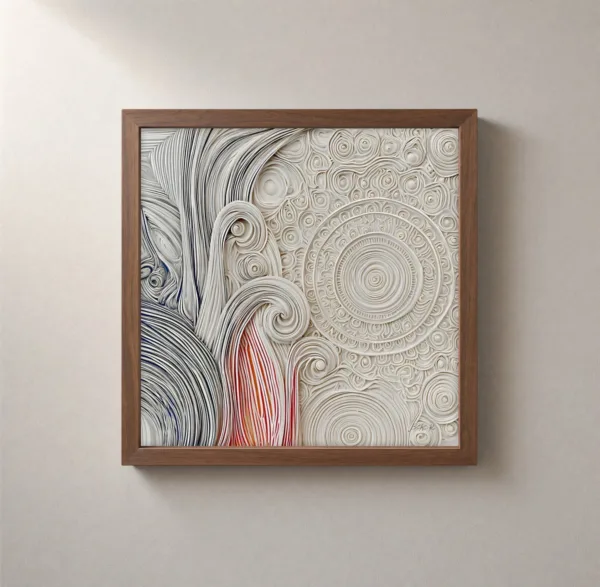 Whorls in Ivory by Bassem, framed print on a wall