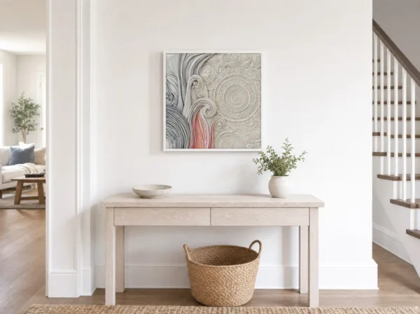 Whorls in Ivory by Bassem, framed print on a wall