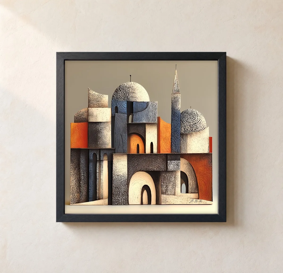 Charcoal Citadel by Bassem, framed print on a wall