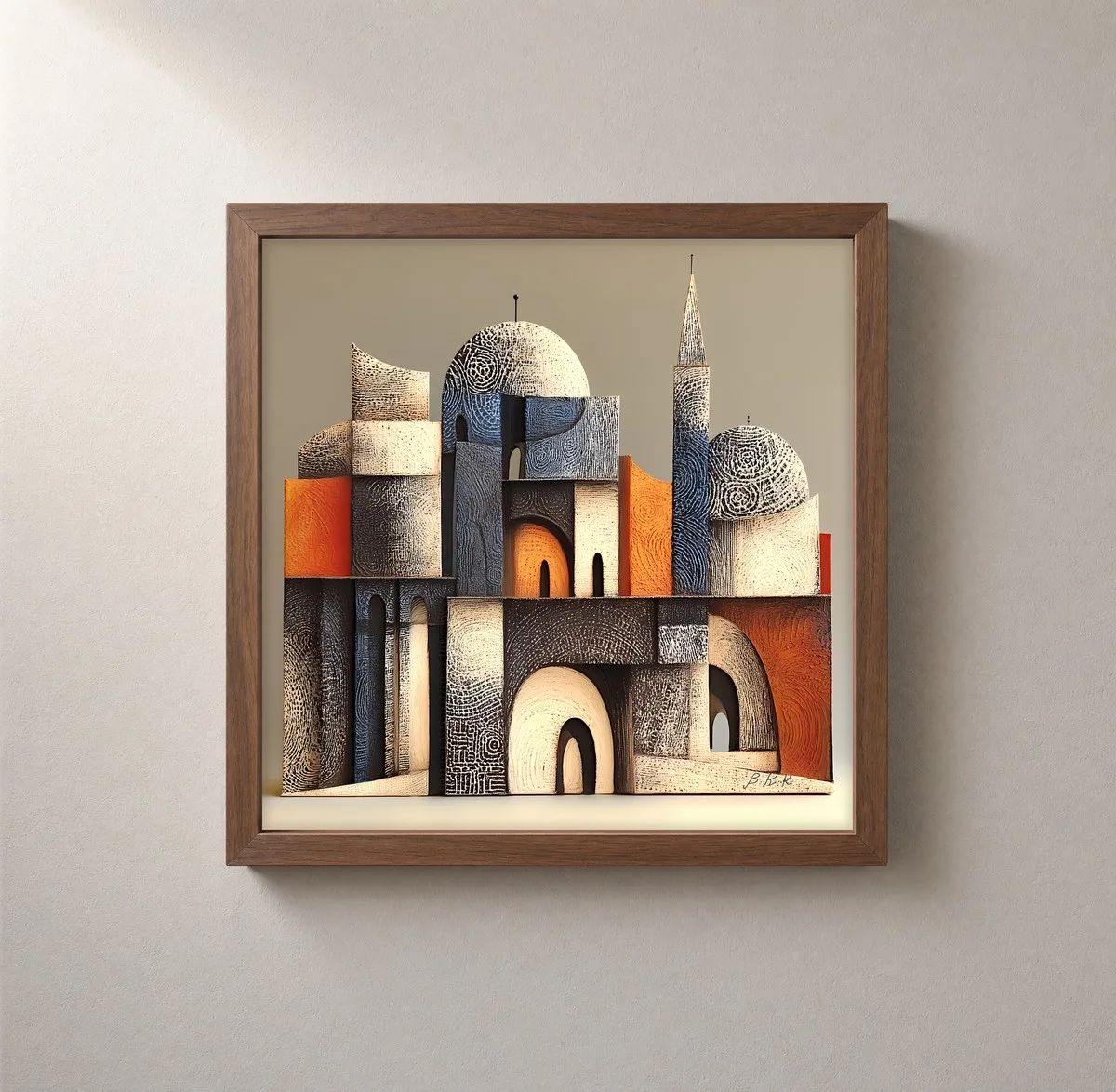 Charcoal Citadel by Bassem, framed print on a wall