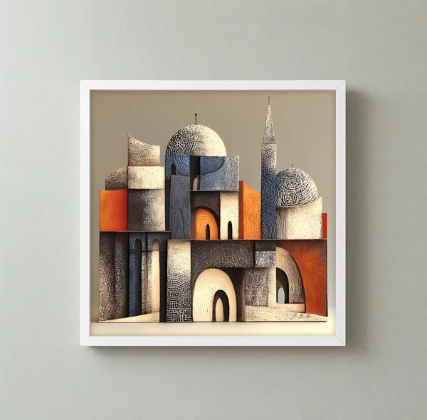ba-0241-charcoal-citadel-framed-3-thin-closeup-white-v4 Charcoal Citadel by Bassem, framed print on a wall