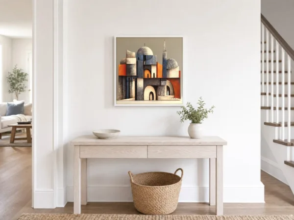ba-0241-charcoal-citadel-framed-4-thin-room-entry-white-v4 Charcoal Citadel by Bassem, framed print on a wall