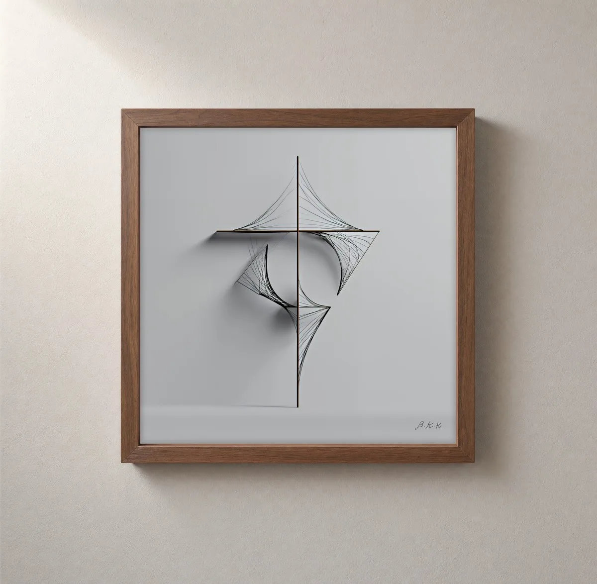 Thread and Shadow by Bassem, framed print on a wall