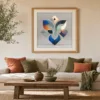 ba-0243-speckled-emblem-print-2-room-living-oak-v4 Speckled Emblem by Bassem, art print shown framed on a wall