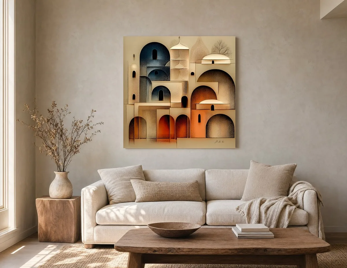 Arches in Stippled Light by Bassem, canvas on a wall