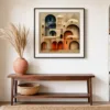 Arches in Stippled Light by Bassem, art print shown framed on a wall