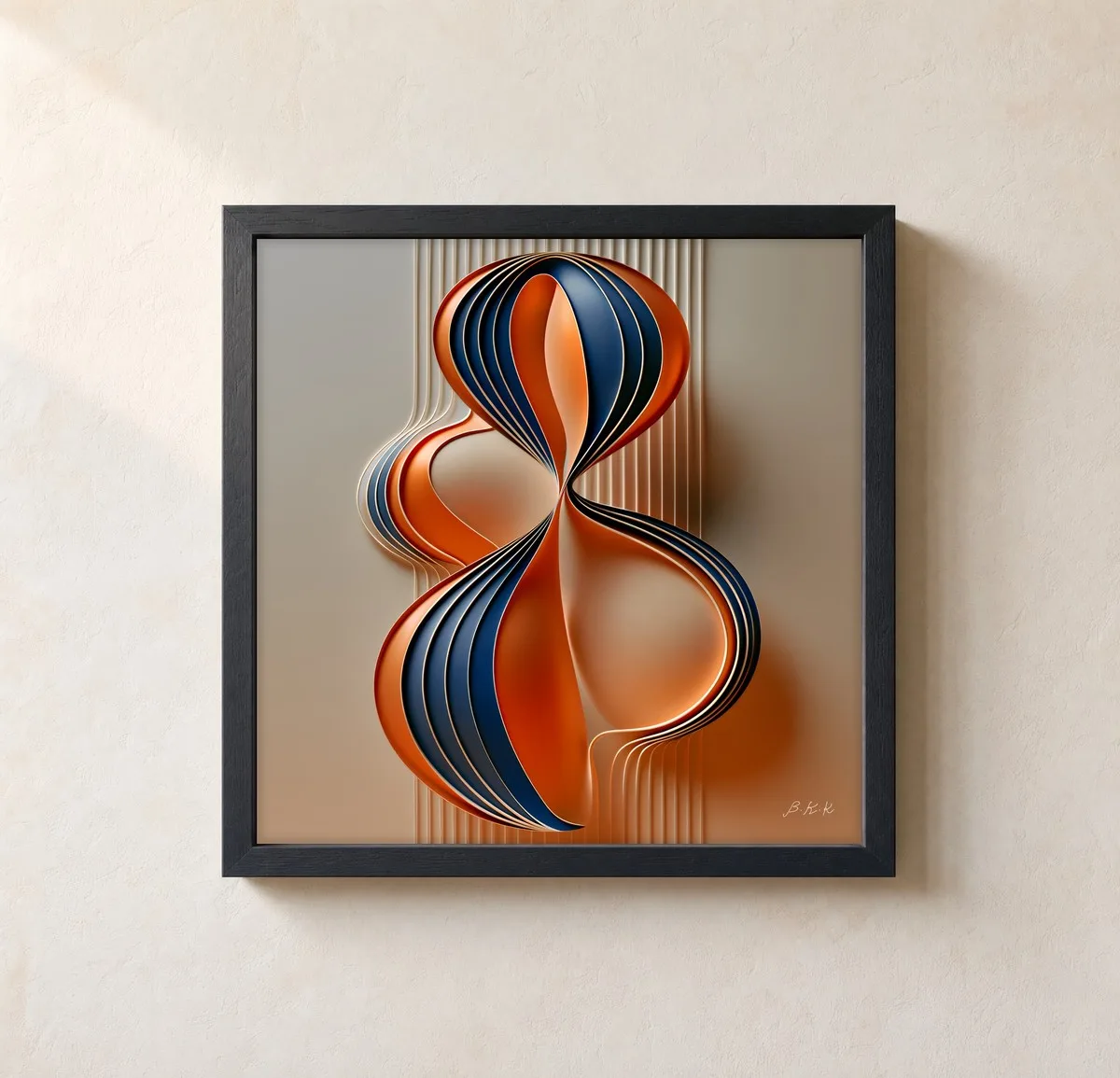 Hourglass Ribbon by Bassem, framed print on a wall