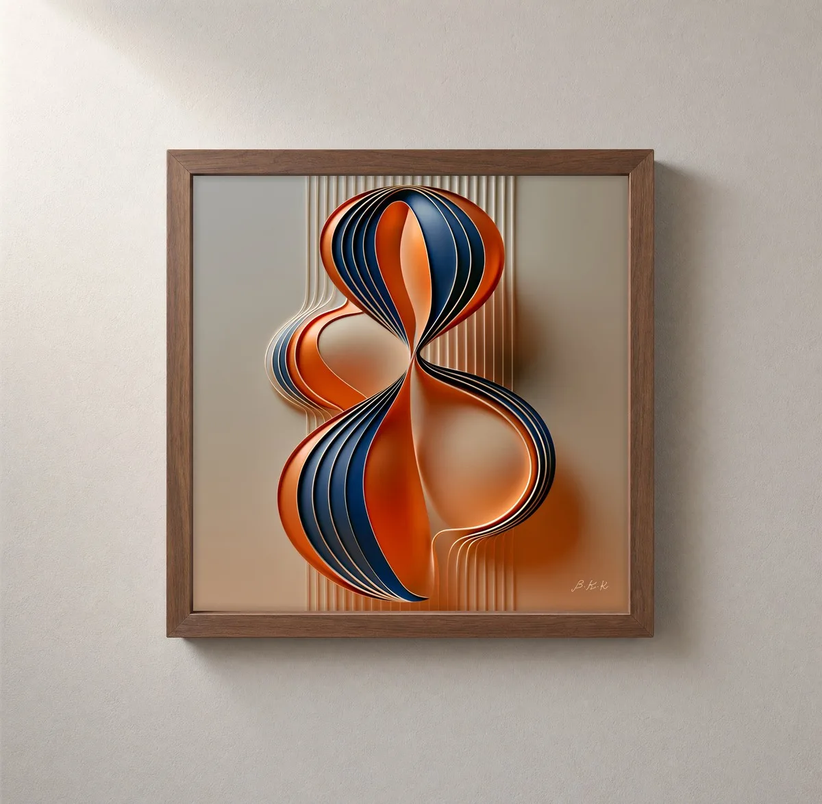 Hourglass Ribbon by Bassem, framed print on a wall