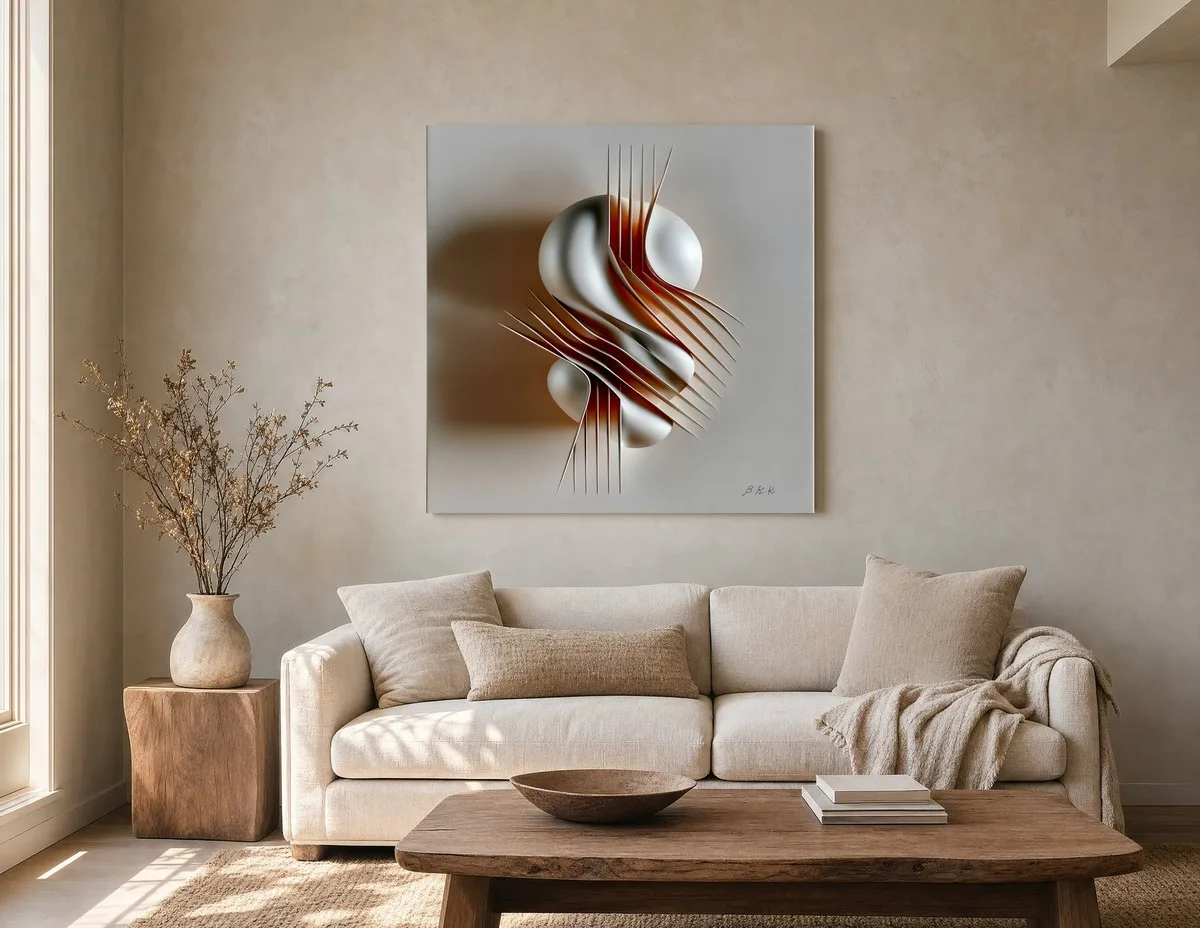 ba-0249-strung-white-curve-canvas-2-canvas-room-living-greige-v4 Strung White Curve by Bassem, canvas on a wall