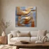 Gilded Plaster Crescents by Bassem, canvas on a wall