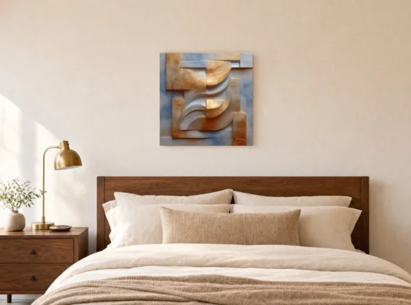 Gilded Plaster Crescents by Bassem, canvas on a wall