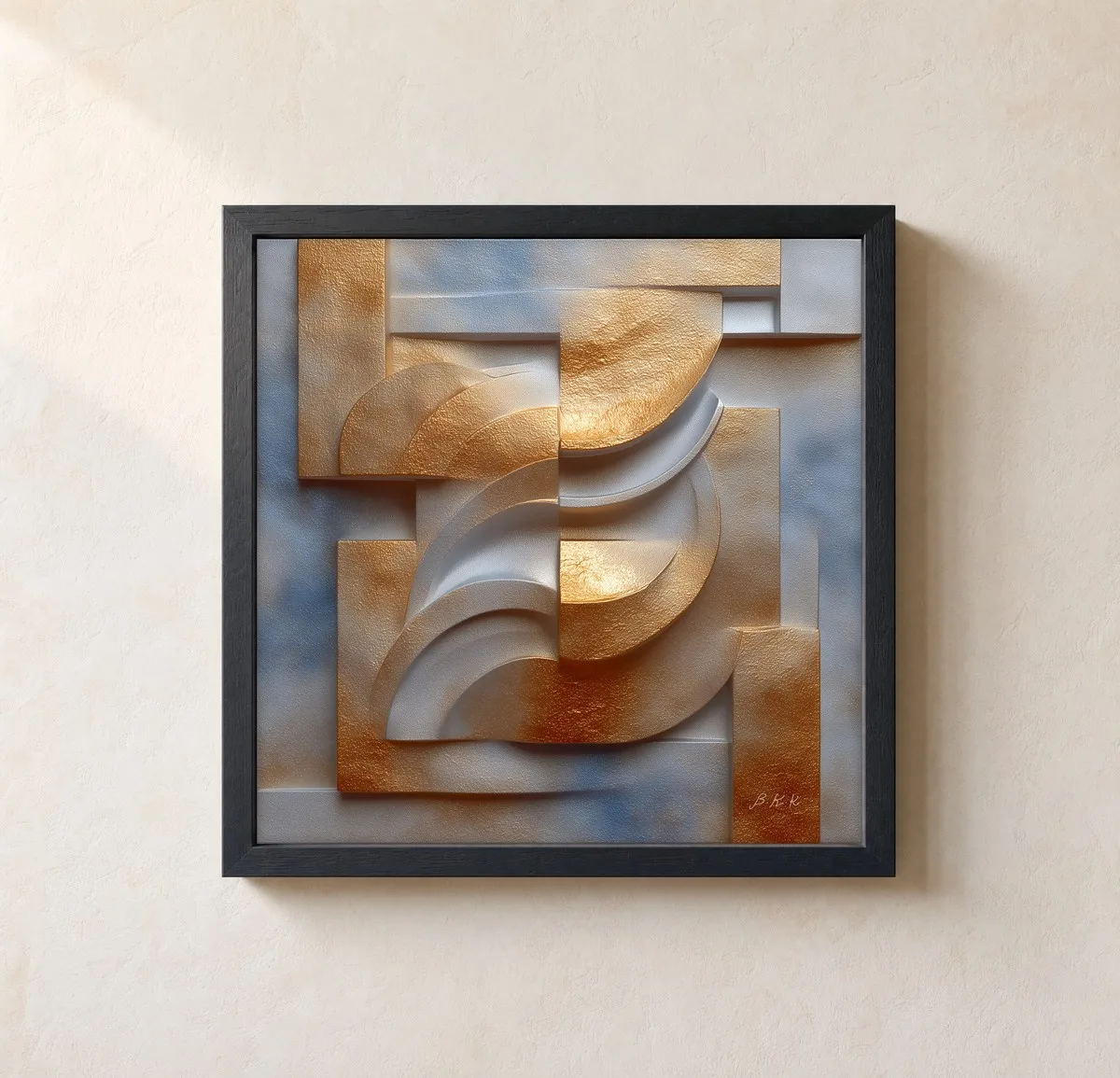 Gilded Plaster Crescents by Bassem, framed print on a wall