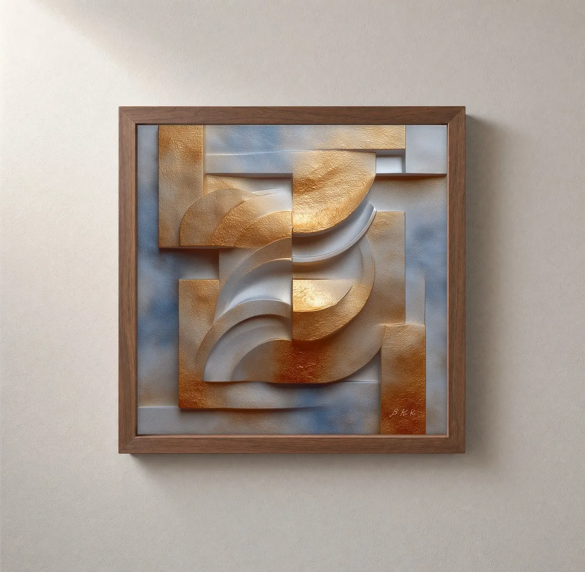 Gilded Plaster Crescents by Bassem, framed print on a wall
