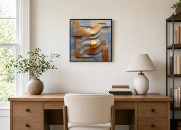 Gilded Plaster Crescents by Bassem, framed print on a wall