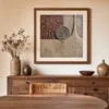 Sunburst and Clay Vessel by Bassem, art print shown framed on a wall