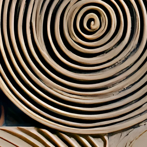 Sunburst and Clay Vessel by Bassem, detail at close range