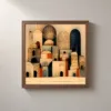 ba-0252-crosshatched-town-framed-2-thin-closeup-walnut-v4 Crosshatched Town by Bassem, framed print on a wall