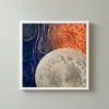 Disc Among Swirls by Bassem, framed print on a wall