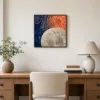 Disc Among Swirls by Bassem, framed print on a wall