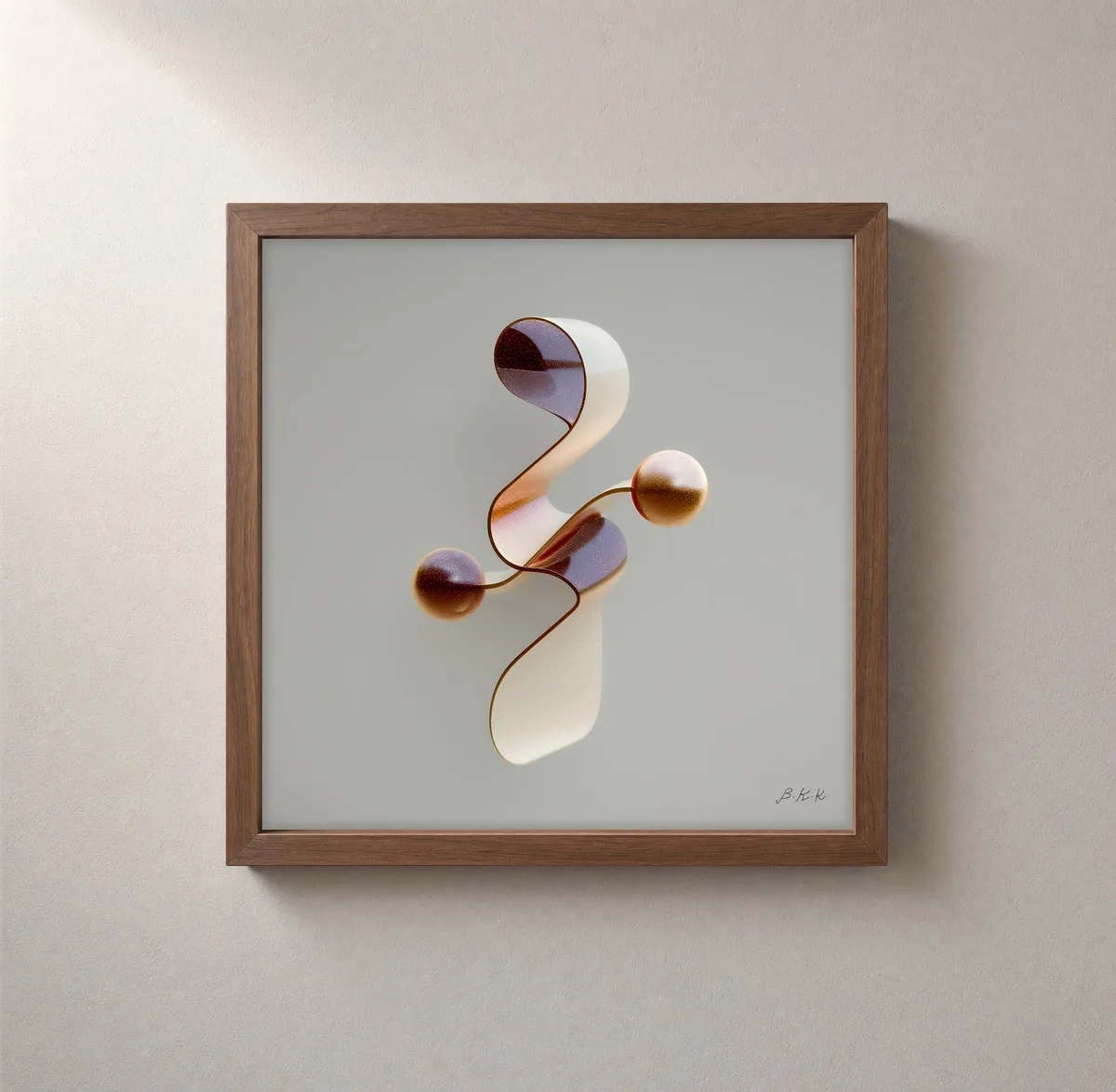 Copper Bead Ribbon by Bassem, framed print on a wall