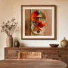 Balanced Spheres in Wire by Bassem, art print shown framed on a wall