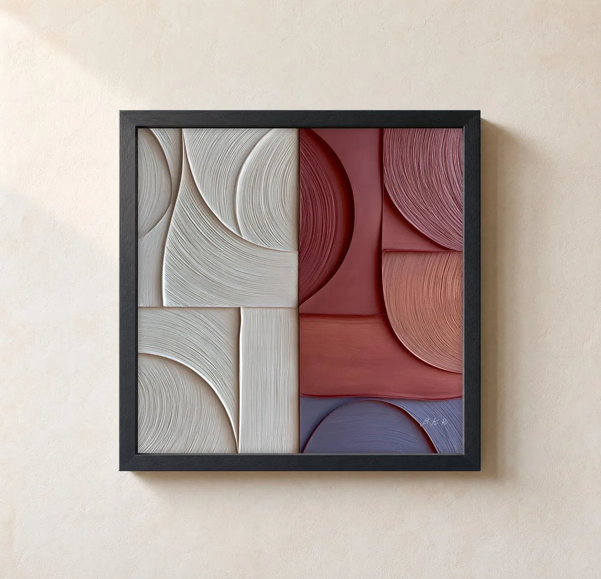 Ivory Meets Brick by Bassem, framed print on a wall