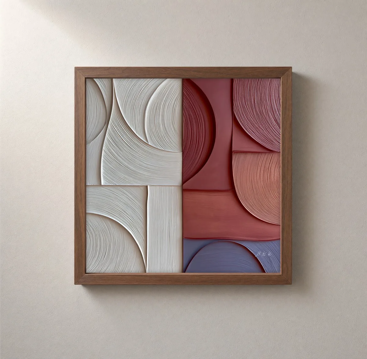 Ivory Meets Brick by Bassem, framed print on a wall